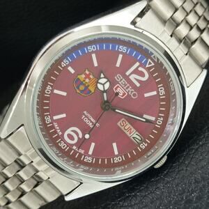 Vintage 1977 FCB Seiko Automatic Mens Silver Watch W/daydate & FCB accents